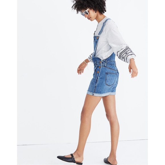 Madewell Adirondack Short Overalls Raw Hem In Dawkins Wash Size M - Picture 2 of 14